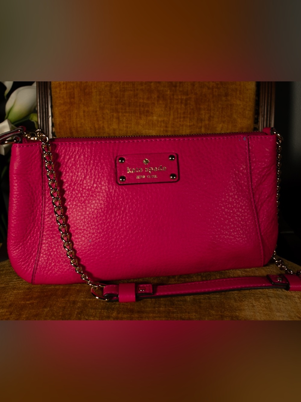 Kate Spade Wellesley Byrd Hot Pink Pebbled Leather Crossbody Bag